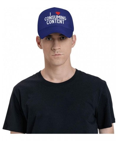 I Love Consuming Content Women's Baseball Hat Original Trucker Hat Adjustable Blue $10.43 Baseball Caps