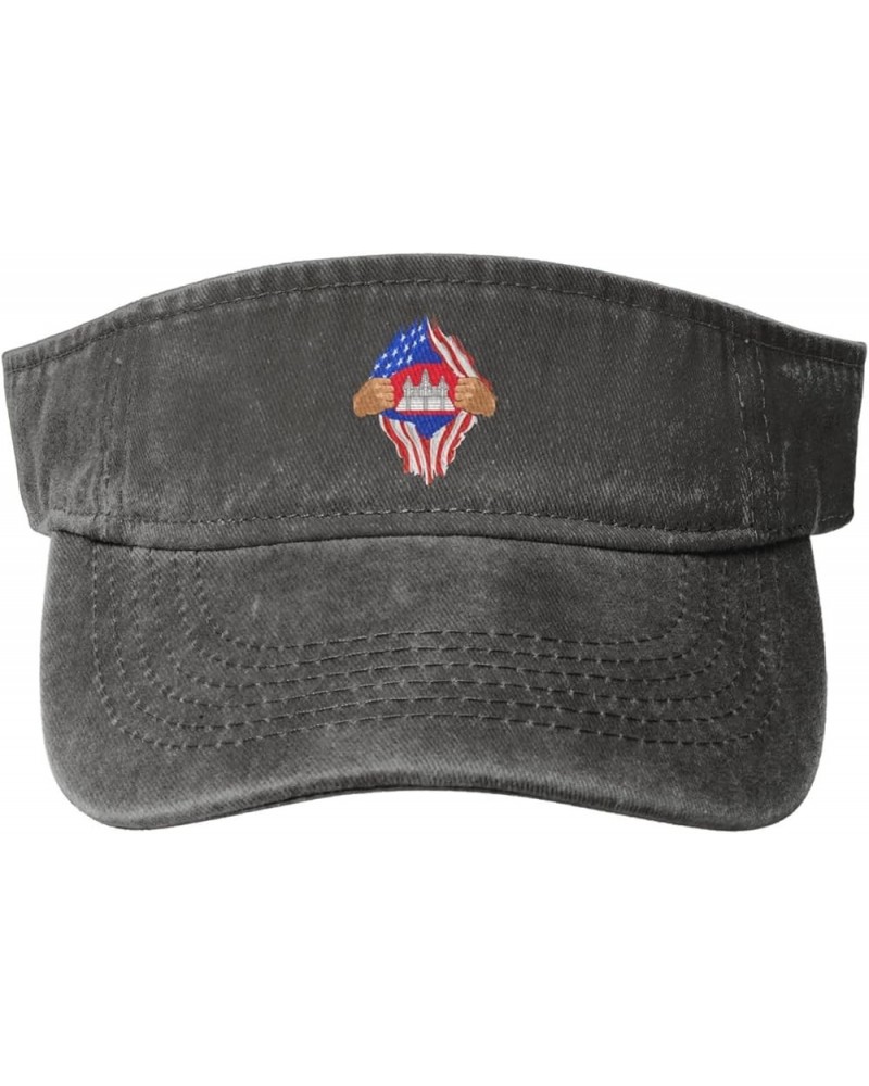 Hand Tear Flag of Cambodia Sun Visor Hats for Women Men Sun Hat Vintage Golf Hat Adjustable Baseball Cap Deep Heather $12.63 ...