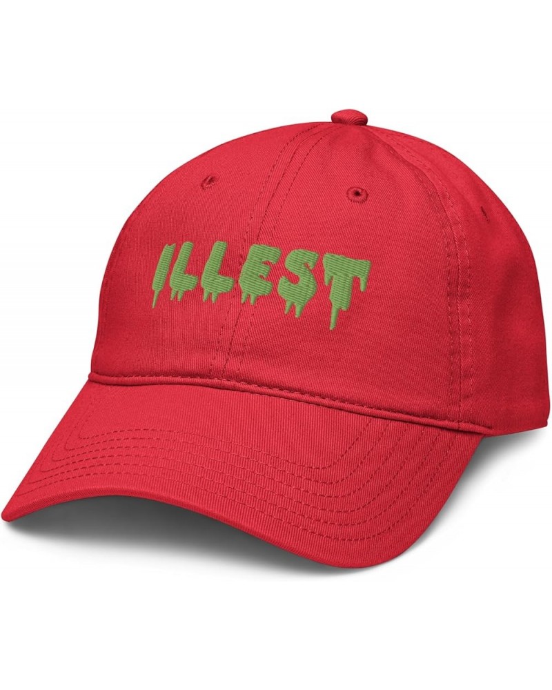 Illest Green Dripping Letters Adjustable Baseball Hat Red $11.34 Baseball Caps