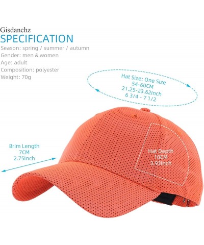 Unisex Breathable Mesh Baseball Cap Adjustable One Size - 5 Colors Breathable - Orange $9.11 Baseball Caps