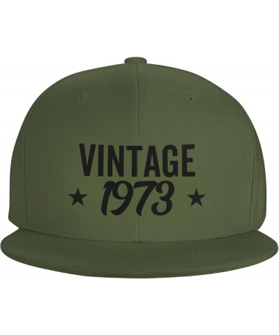 51 Years Old Vintage 1973 51th Gifts Trucker Hat Baseball Cap for Women Cowboy Hat Men Dad Hat Snapback Hat Black Moss Green ...