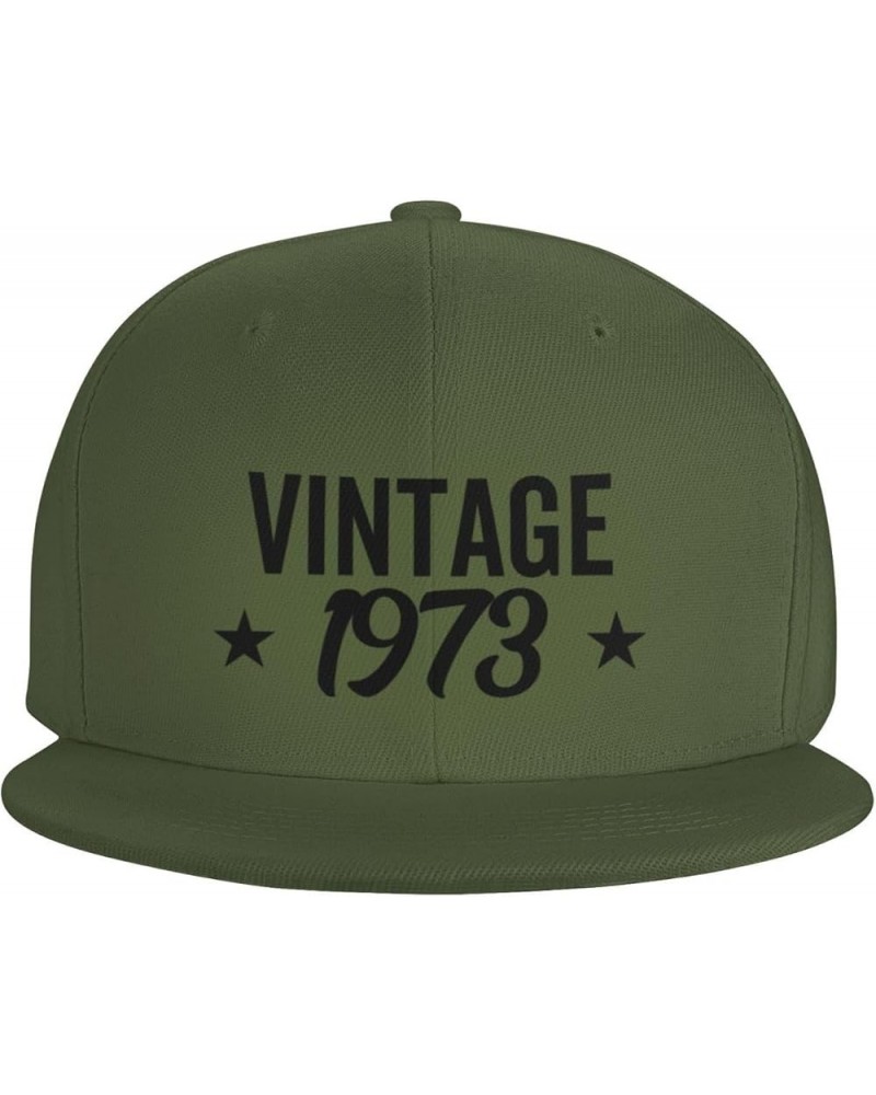 51 Years Old Vintage 1973 51th Gifts Trucker Hat Baseball Cap for Women Cowboy Hat Men Dad Hat Snapback Hat Black Moss Green ...