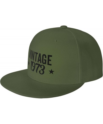 51 Years Old Vintage 1973 51th Gifts Trucker Hat Baseball Cap for Women Cowboy Hat Men Dad Hat Snapback Hat Black Moss Green ...