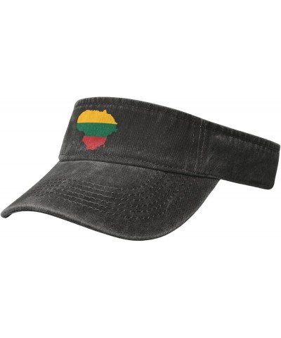 Flag Map of Lithuania Sun Visor Hats for Women Men Sun Hat Cotton Golf Hat Vintage Baseball Cap Black $12.07 Visors