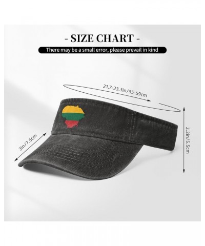 Flag Map of Lithuania Sun Visor Hats for Women Men Sun Hat Cotton Golf Hat Vintage Baseball Cap Black $12.07 Visors