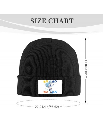 Konosubas Knit Hat Cap Knitted Cuffed Cap for Super Warmth in Winter Black Black $9.05 Skullies & Beanies