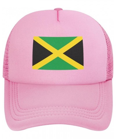 Jamaican Flag Funny Baseball Cap Mesh Back Snapback Classic Trucker Hat Pink $9.02 Baseball Caps