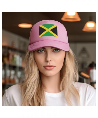 Jamaican Flag Funny Baseball Cap Mesh Back Snapback Classic Trucker Hat Pink $9.02 Baseball Caps