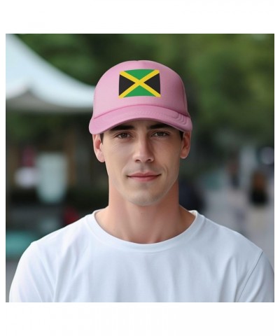 Jamaican Flag Funny Baseball Cap Mesh Back Snapback Classic Trucker Hat Pink $9.02 Baseball Caps