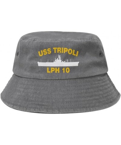 USS Tripoli LPH 10 Flag-Vintage Fisherman hat Sandwich hat Cowboy hat Baseball Cap Gray $14.12 Baseball Caps