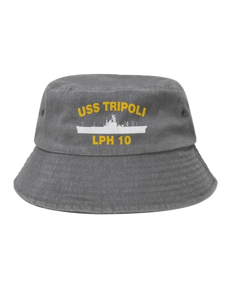 USS Tripoli LPH 10 Flag-Vintage Fisherman hat Sandwich hat Cowboy hat Baseball Cap Gray $14.12 Baseball Caps