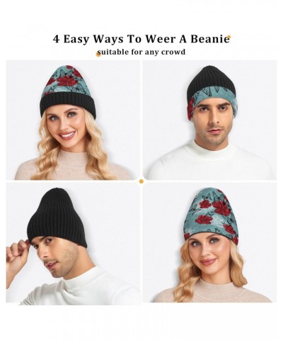 Tulips and Black Butterflies Beanie Hat for Men Women,Unisex Soft Warm Skull Knit Cap Winter Hat $12.75 Skullies & Beanies