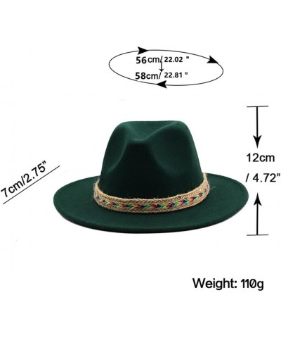 Women Men Autumn Winter Woolen Jazz Fedora Hat Leather Ribbon Wide Brim Church Panama Cap Black Child 54CM $17.15 Fedoras