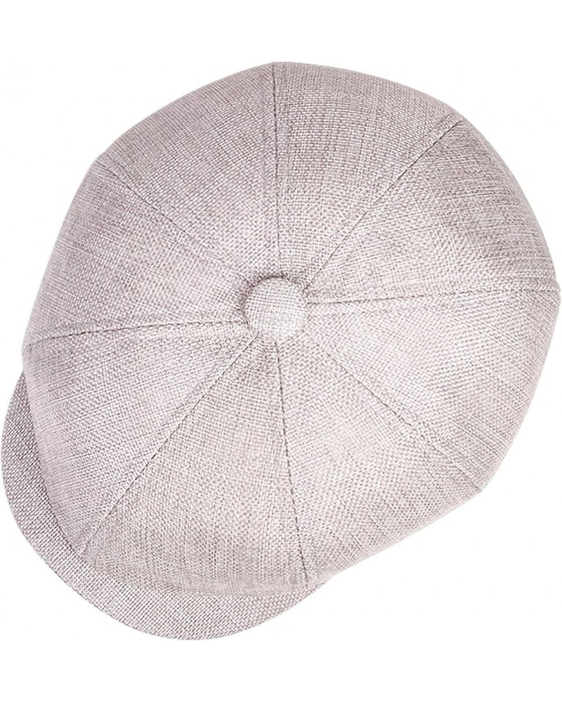 Women All-Match Linen Newsboy Cap Cotton Pure Color Octagonal Caps Stylish Baker Boy Cabbie Hat Ivy Hats for Driving Beige Xl...