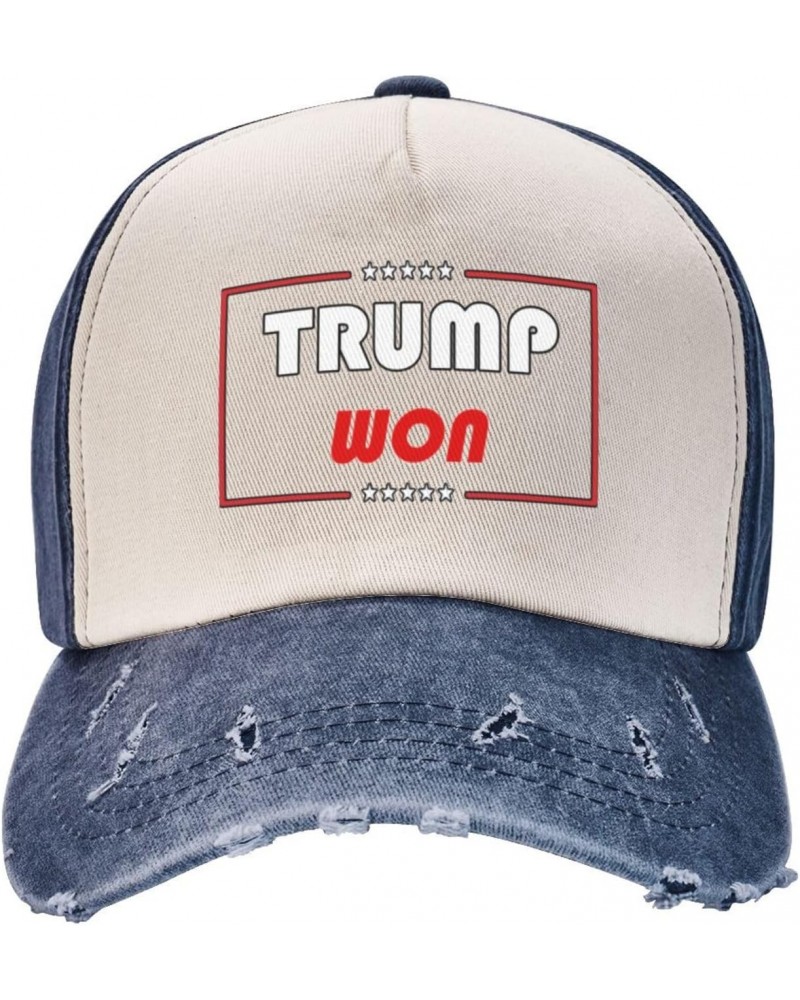 Trump Won Upgrade Your Style with Funny Adjustable Cotton Baseball Caps for Men and Women Navy Blue $14.77 Baseball Caps