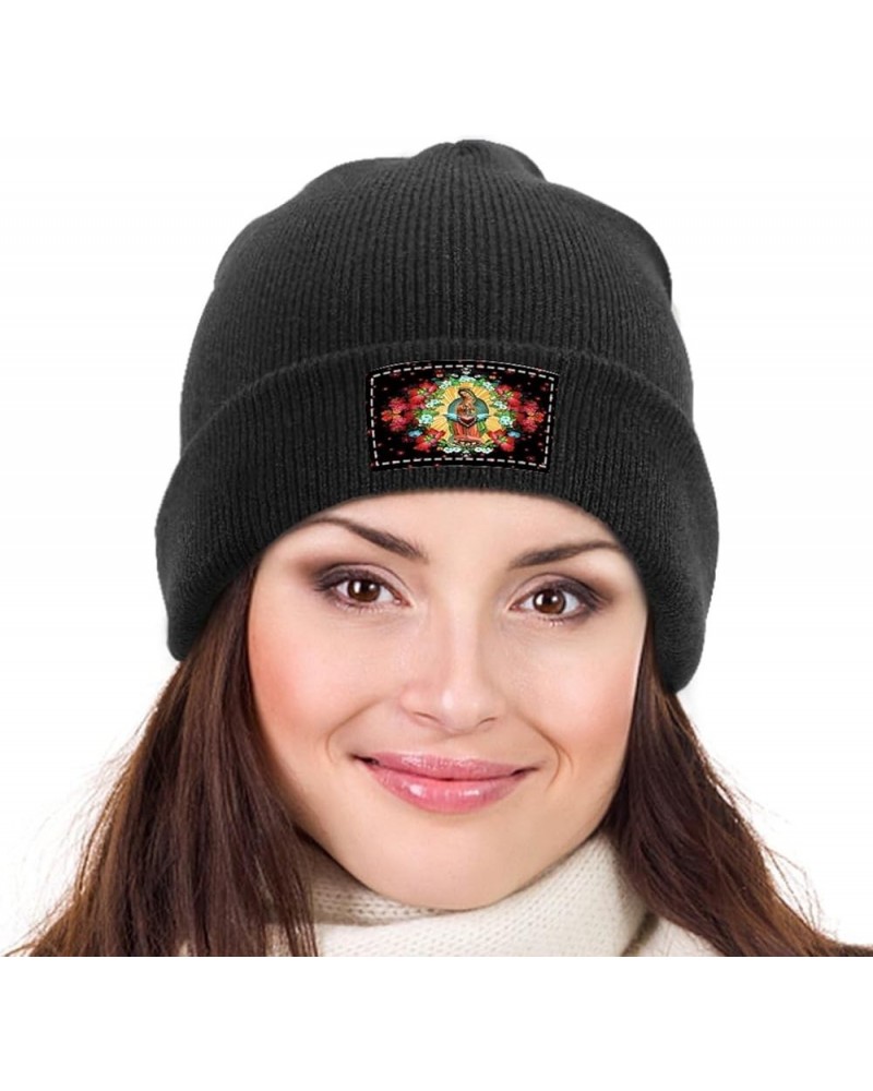 Our Lady of Guadalupe Virgin Mary Winter Hat Black Warm Skull Knit Hats Beanie Novetly Cap for Men Women Black57 $16.78 Skull...