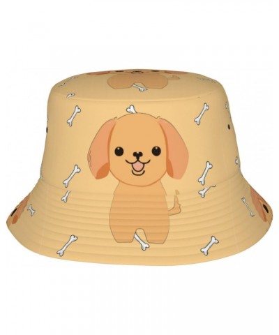 Cartoon Cute Puppy Adult Sunshade Bucket hat : No se encoge Lightweight, Breathable, Foldable and Unisex Black, Black, One Si...