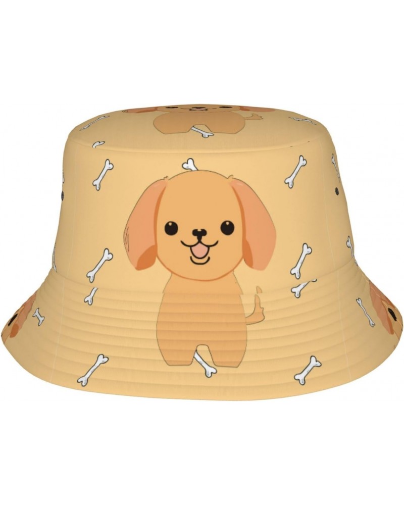 Cartoon Cute Puppy Adult Sunshade Bucket hat : No se encoge Lightweight, Breathable, Foldable and Unisex Black, Black, One Si...