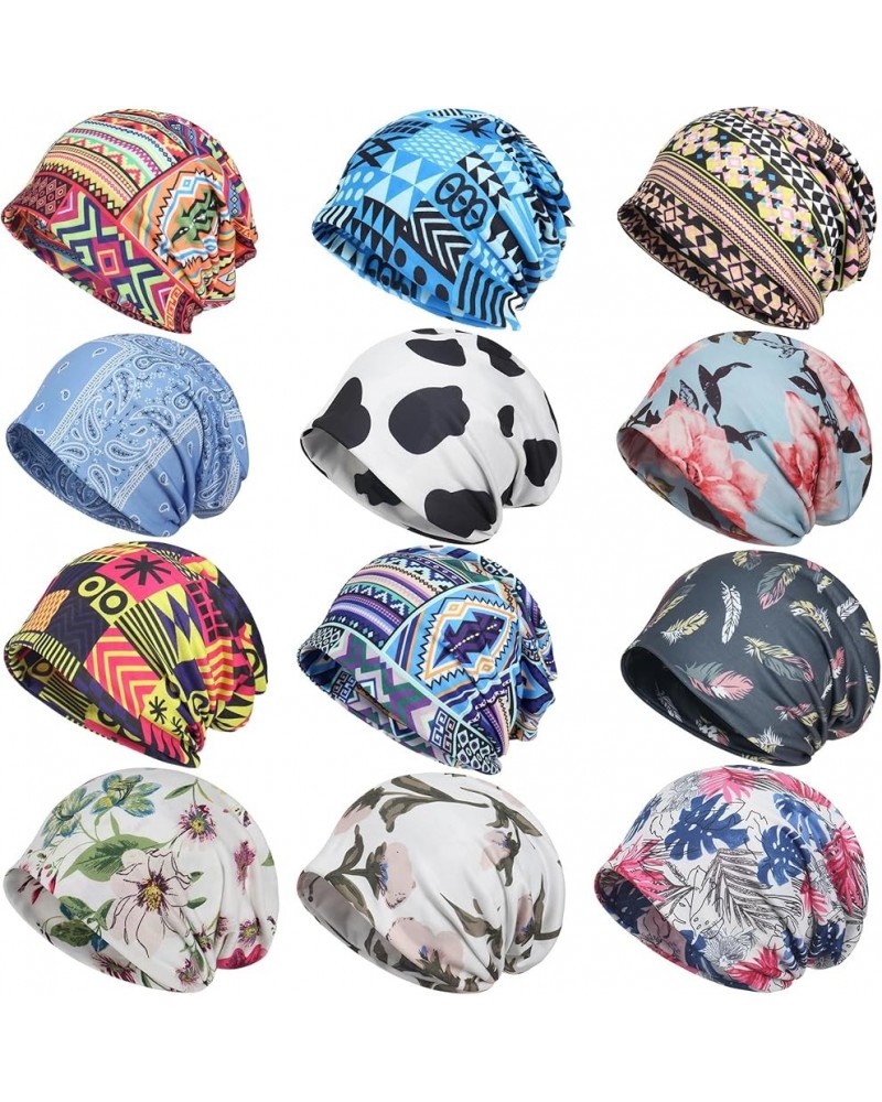 Women's Baggy Casual Chemo Beanie Cap 12 Pack Boho Style 6 $19.37 Skullies & Beanies