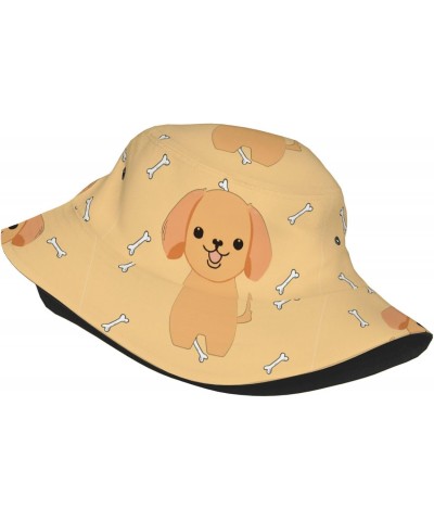 Cartoon Cute Puppy Adult Sunshade Bucket hat : No se encoge Lightweight, Breathable, Foldable and Unisex Black, Black, One Si...