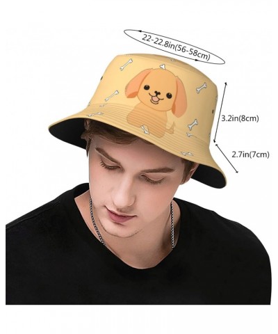 Cartoon Cute Puppy Adult Sunshade Bucket hat : No se encoge Lightweight, Breathable, Foldable and Unisex Black, Black, One Si...