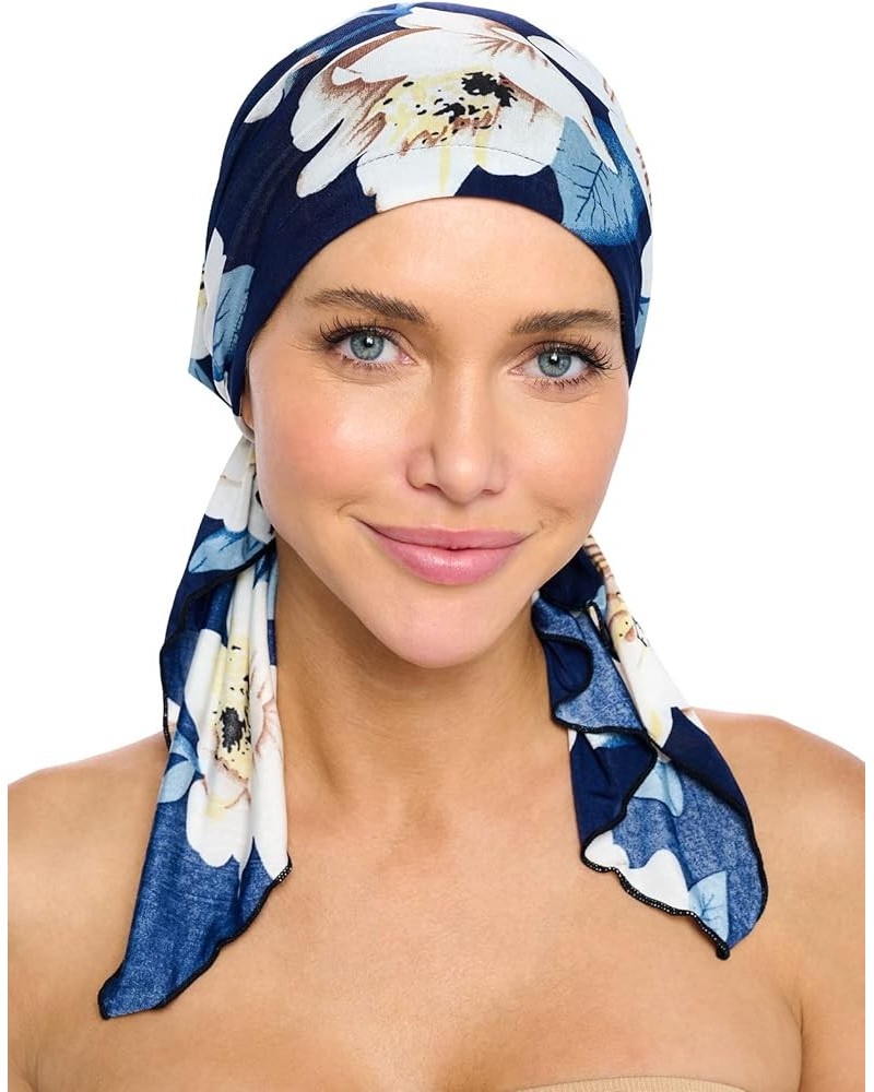 Pre Tied Bandana Turban Chemo Head Scarf Sleep Hair Cover Hat Vintage Navy/White $9.60 Headbands