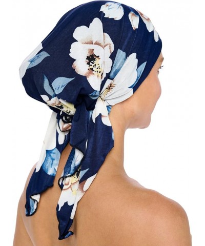 Pre Tied Bandana Turban Chemo Head Scarf Sleep Hair Cover Hat Vintage Navy/White $9.60 Headbands