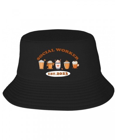 Retro Pumpkin Spice Social Worker Stylish and Protective Bucket Hat for Women and Men - Lightweight, Breathable, and Perfect ...