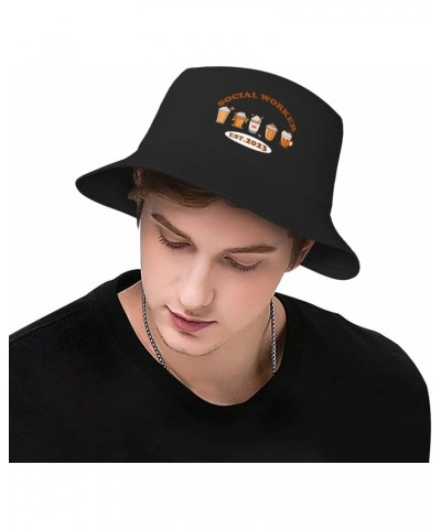 Retro Pumpkin Spice Social Worker Stylish and Protective Bucket Hat for Women and Men - Lightweight, Breathable, and Perfect ...