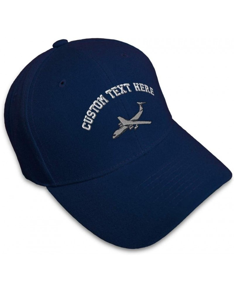 Custom Baseball Cap C-1D1 Embroidery Airplane Acrylic Dad Hats for Men & Women Navy Personalized Text Here $10.75 Baseball Caps