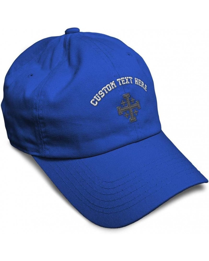 Soft Baseball Cap Jerusalem Cross Crusader A Christian Belief Cotton Symbol Dad Hats for Men & Women Royal Blue Personalized ...