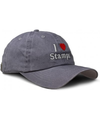 Custom Soft Washed Baseball Cap I (Love) Stamps Red Heart Hobbies Lovers Cotton Grey Design Only $16.81 Baseball Caps