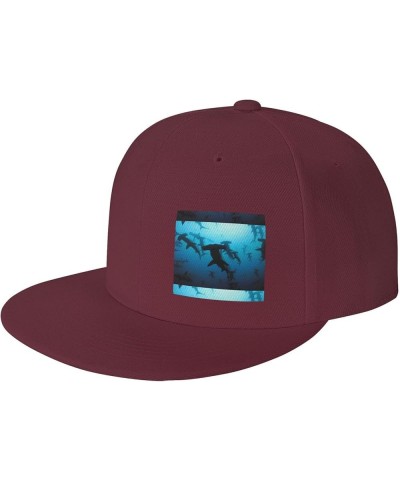 Hammerhead Sharks Print Adjustable Classic Baseball Cap Adult Sports Cap,Outdoor Activities, Fit Men,Women Dark Red $10.86 Ba...