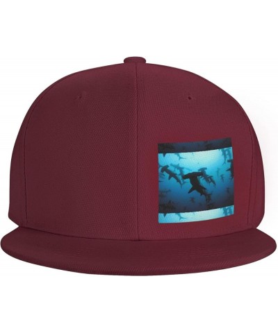 Hammerhead Sharks Print Adjustable Classic Baseball Cap Adult Sports Cap,Outdoor Activities, Fit Men,Women Dark Red $10.86 Ba...