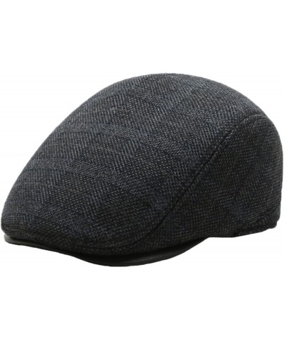 Men's Plaid Flat Newsboy Hat Soft Wool Blend Tweed Gatsby Cabbie Golf Cap Winter Warm Thicken Vintage Beret Hats Black $11.27...