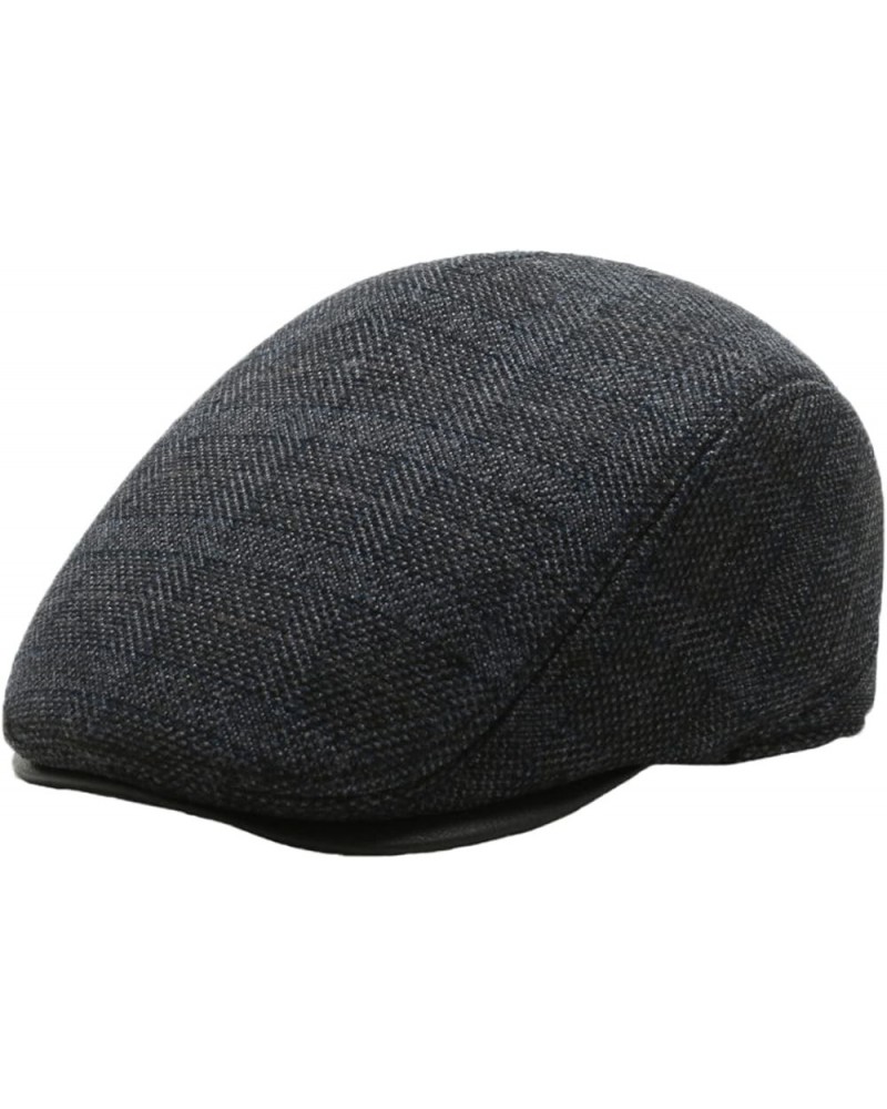 Men's Plaid Flat Newsboy Hat Soft Wool Blend Tweed Gatsby Cabbie Golf Cap Winter Warm Thicken Vintage Beret Hats Black $11.27...