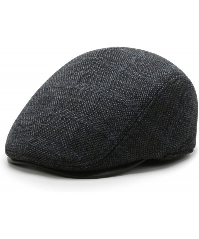 Men's Plaid Flat Newsboy Hat Soft Wool Blend Tweed Gatsby Cabbie Golf Cap Winter Warm Thicken Vintage Beret Hats Black $11.27...