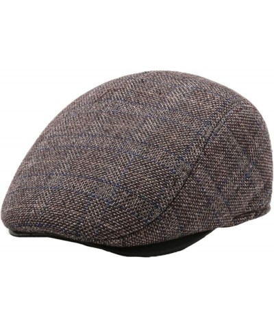 Men's Plaid Flat Newsboy Hat Soft Wool Blend Tweed Gatsby Cabbie Golf Cap Winter Warm Thicken Vintage Beret Hats Black $11.27...