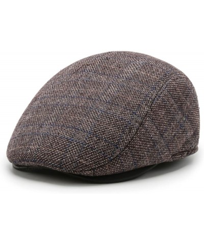 Men's Plaid Flat Newsboy Hat Soft Wool Blend Tweed Gatsby Cabbie Golf Cap Winter Warm Thicken Vintage Beret Hats Black $11.27...