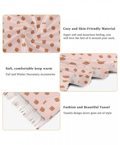 Cute Bear Head Pattern Soft and Comfortable Imitation Cashmere Scarf - Lightweight, Warm, and Breathable $12.96 Scarves