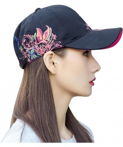 Cotton Baseball Cap Butterfly Embroidery Sun Hat Cap Trucker Cap Summer Outdoor Beach Hat Adjustable Buckle for Women Girls B...