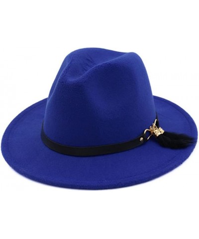 Unisex Panama Wool Felt Fedora Hats with Feather Fringes Men Women Wide Brim Jazz Panama Hat Army Gn $16.82 Fedoras