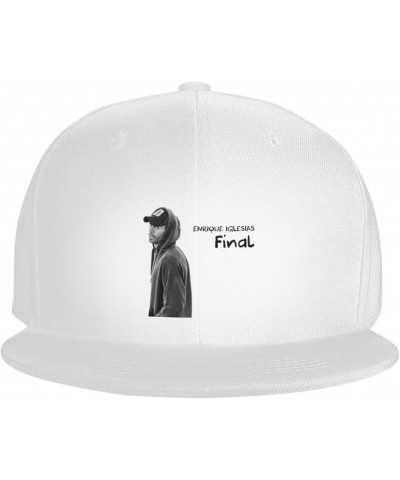 Enrique Singer Iglesias Flat Brim Hat Baseball Cap for Men Women Adjustable Snapback Caps Summer Trucker Hat White $11.59 Bas...