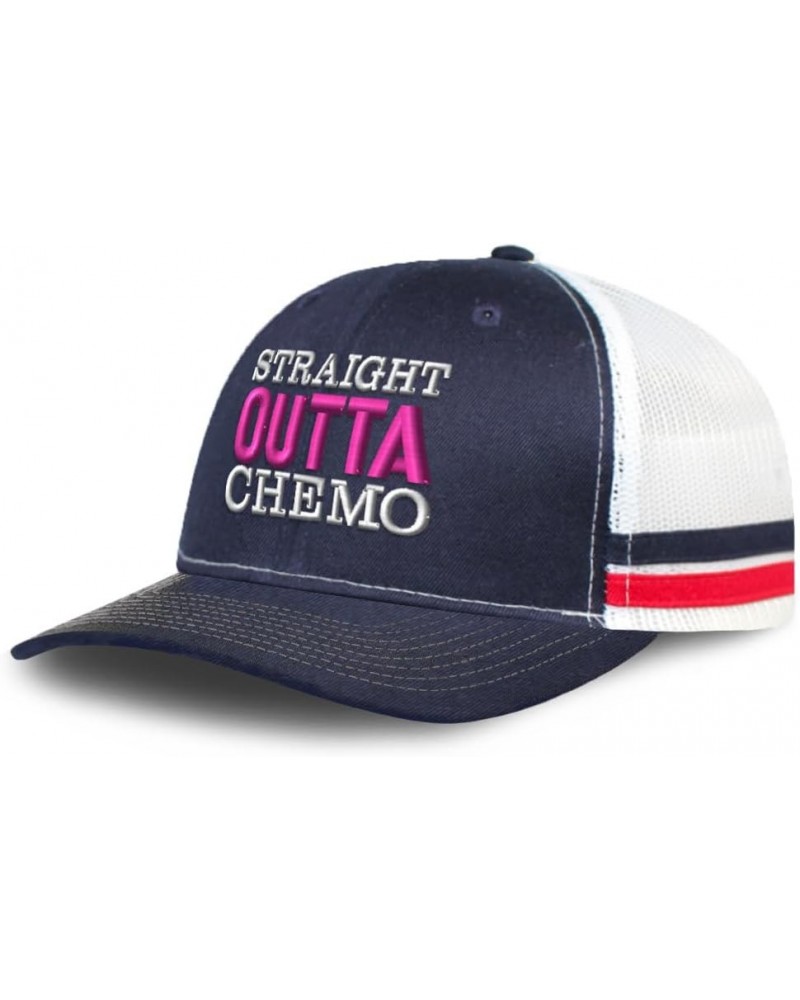 Trucker Baseball Cap Straight Outta Chemo Cotton Dad Hats for Men & Women Navy White Stripes $11.61 Baseball Caps