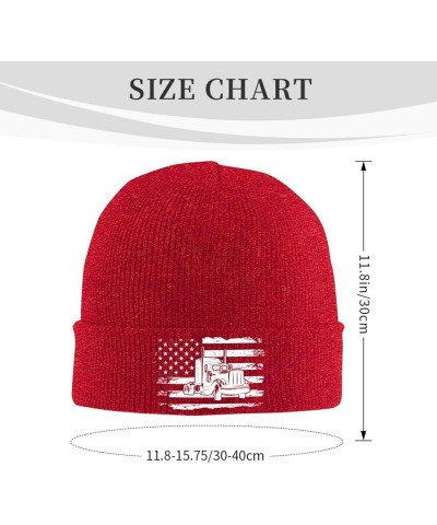 Trucker American Flag Truck Driver Cozy Knitted Hat for Winter - Warm Comfort Black Red $14.60 Skullies & Beanies