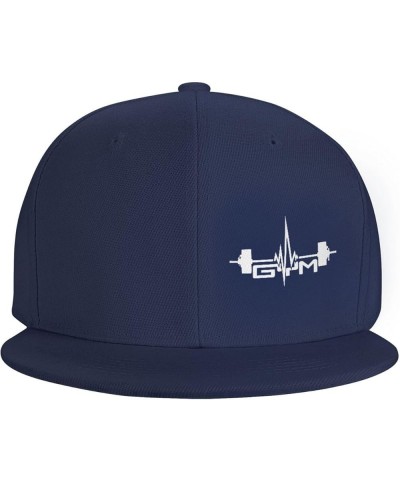 Lifting Gym Hats for Men Women Adjustable Flat Brim Bill Baseball Cap Fashionable Hip Hop Trucker Hat Black Navy Blue $12.81 ...