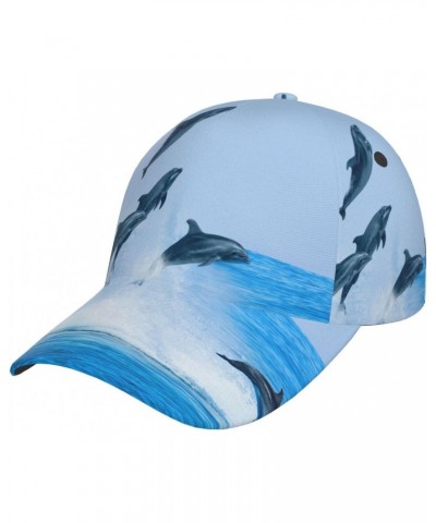 Ocean Sea Dolphin Blue Sky Wave Baseball Cap Dad Hat Adjustable Sun Hat Trucker Cap for Men and Women $12.92 Baseball Caps