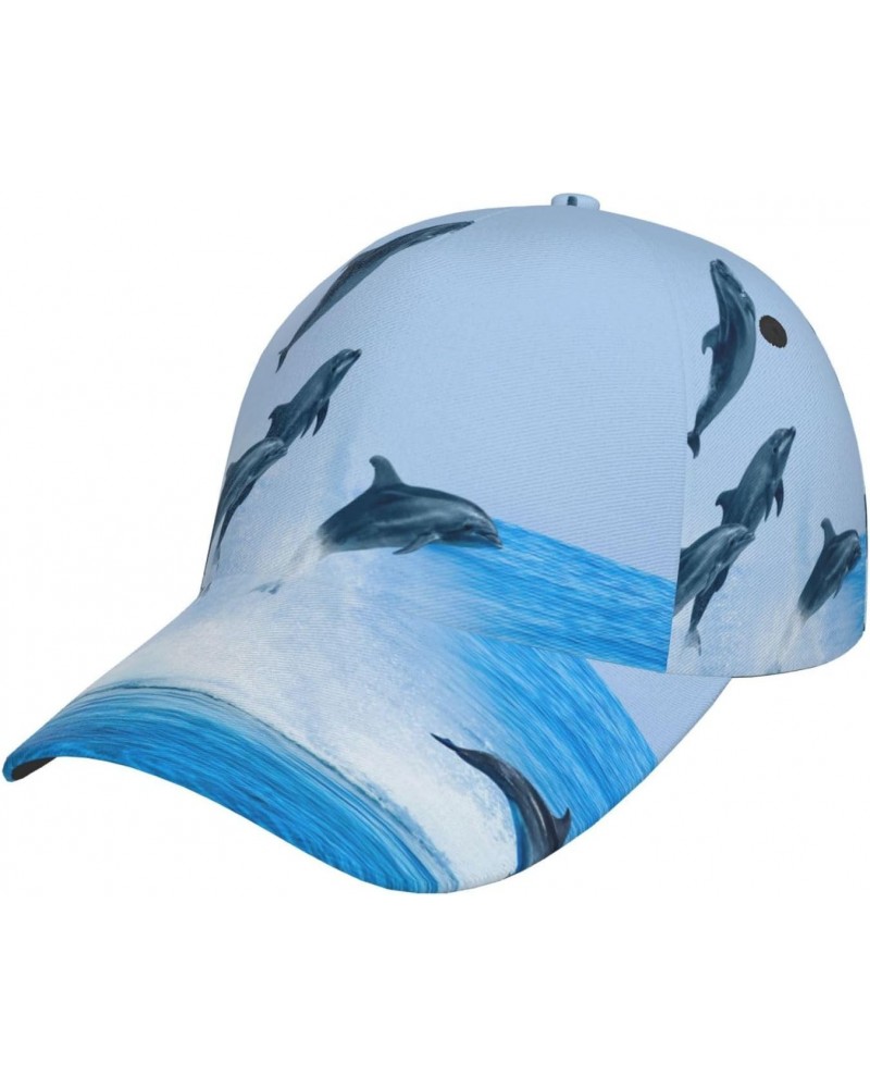 Ocean Sea Dolphin Blue Sky Wave Baseball Cap Dad Hat Adjustable Sun Hat Trucker Cap for Men and Women $12.92 Baseball Caps