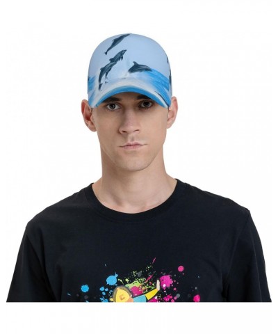 Ocean Sea Dolphin Blue Sky Wave Baseball Cap Dad Hat Adjustable Sun Hat Trucker Cap for Men and Women $12.92 Baseball Caps