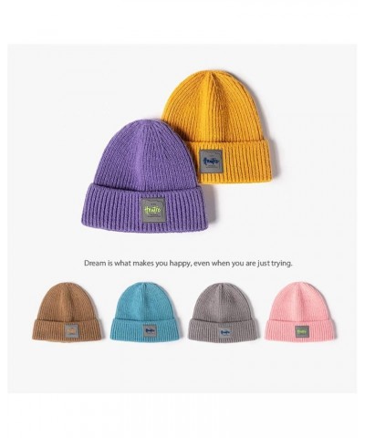 Winter Thick Warm Skullies Beanies Women Men Patch Letters Knitted Hats Unisex Melon Caps Gray $25.30 Skullies & Beanies